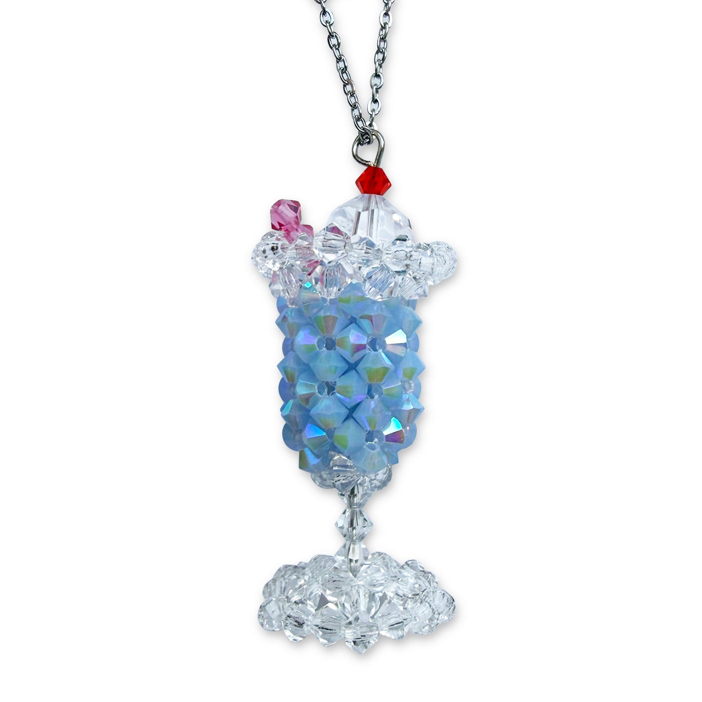Blue Milkshake Crystal Necklace