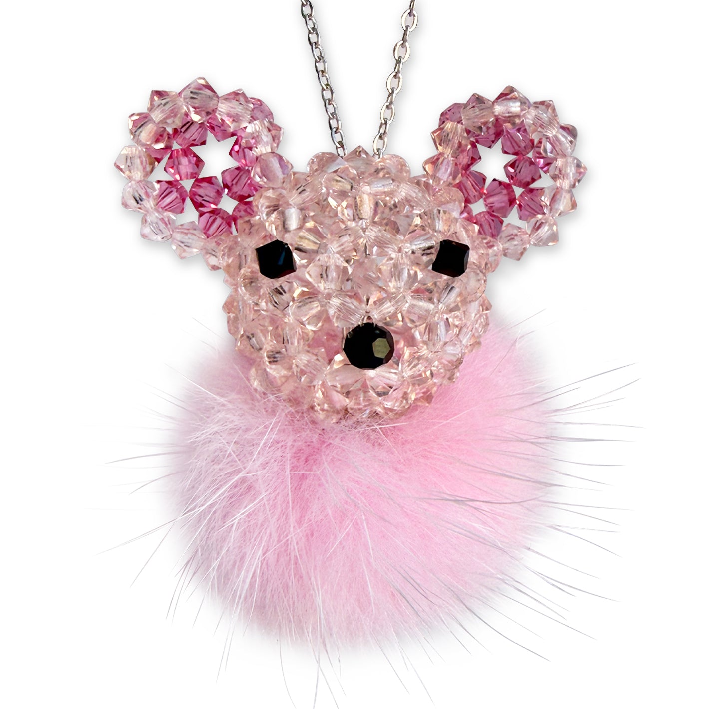Crystal Koala Pom Pom Necklace