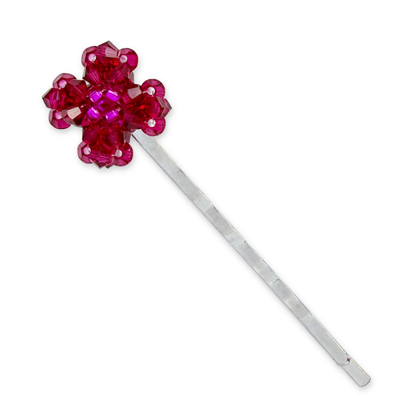 Fuchsia Clover Crystal Bobby Pin