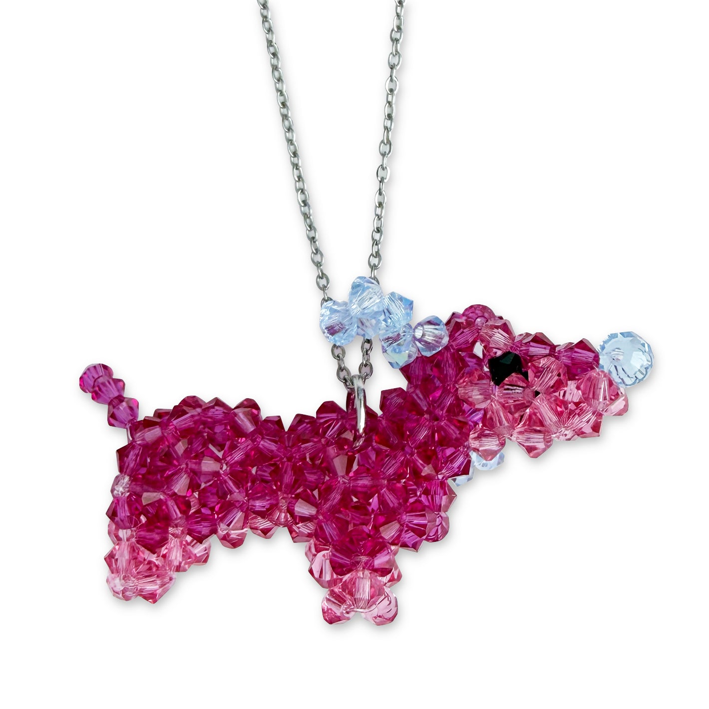 Fuchsia Dachshund Crystal Necklace