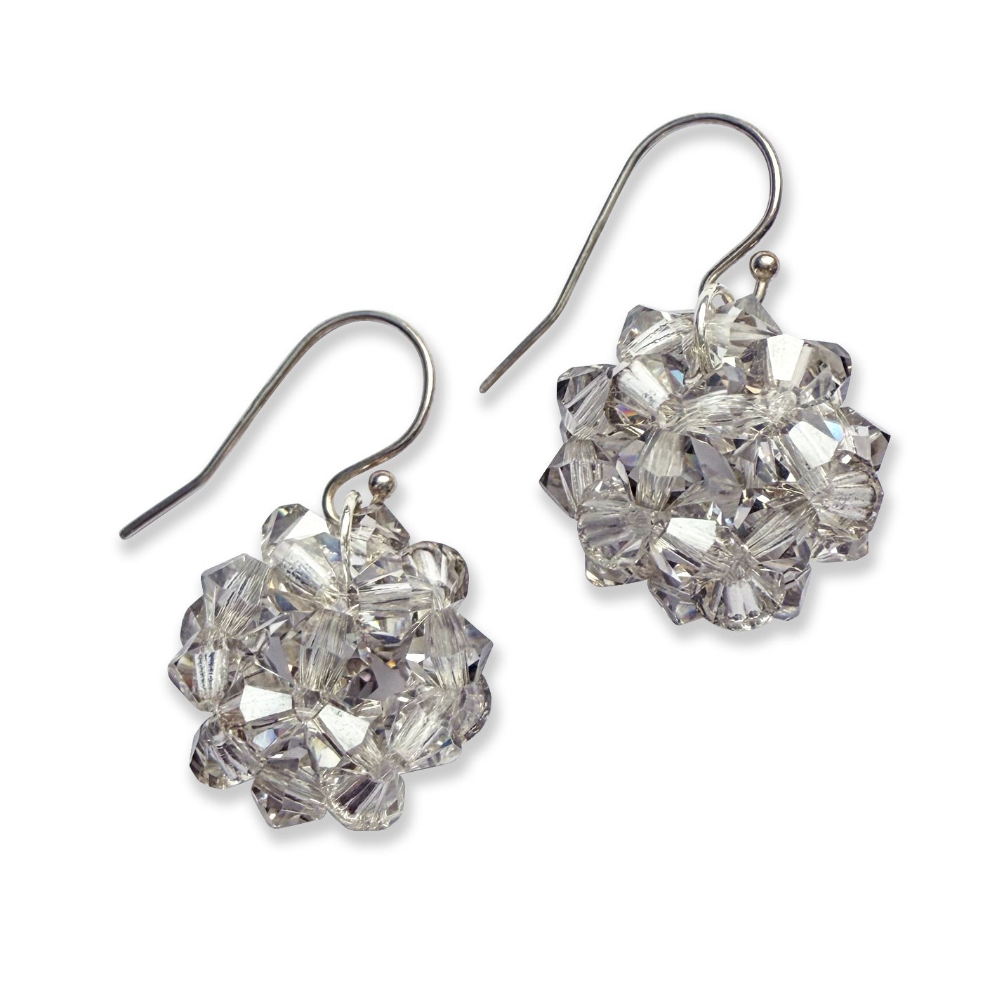 Silver Orb Crystal Earrings