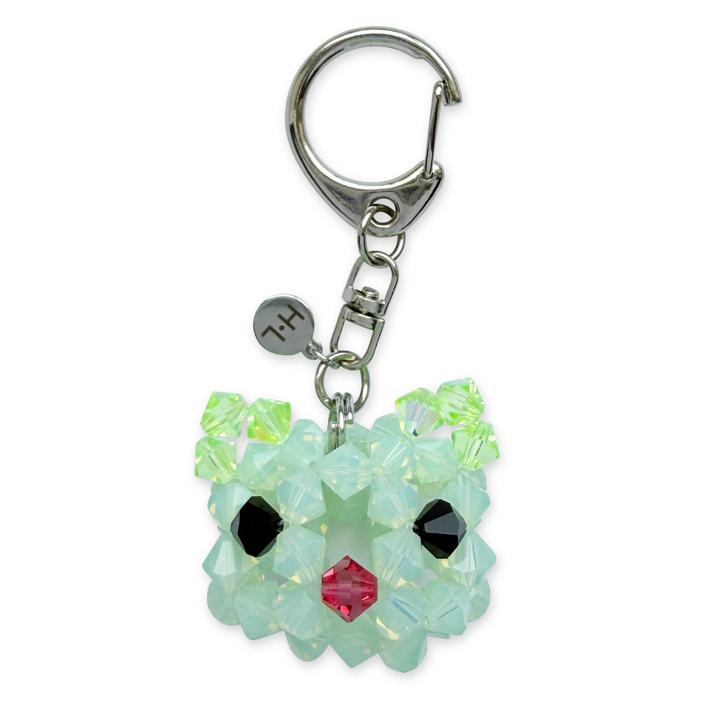 Green Cat Crystal Keychain