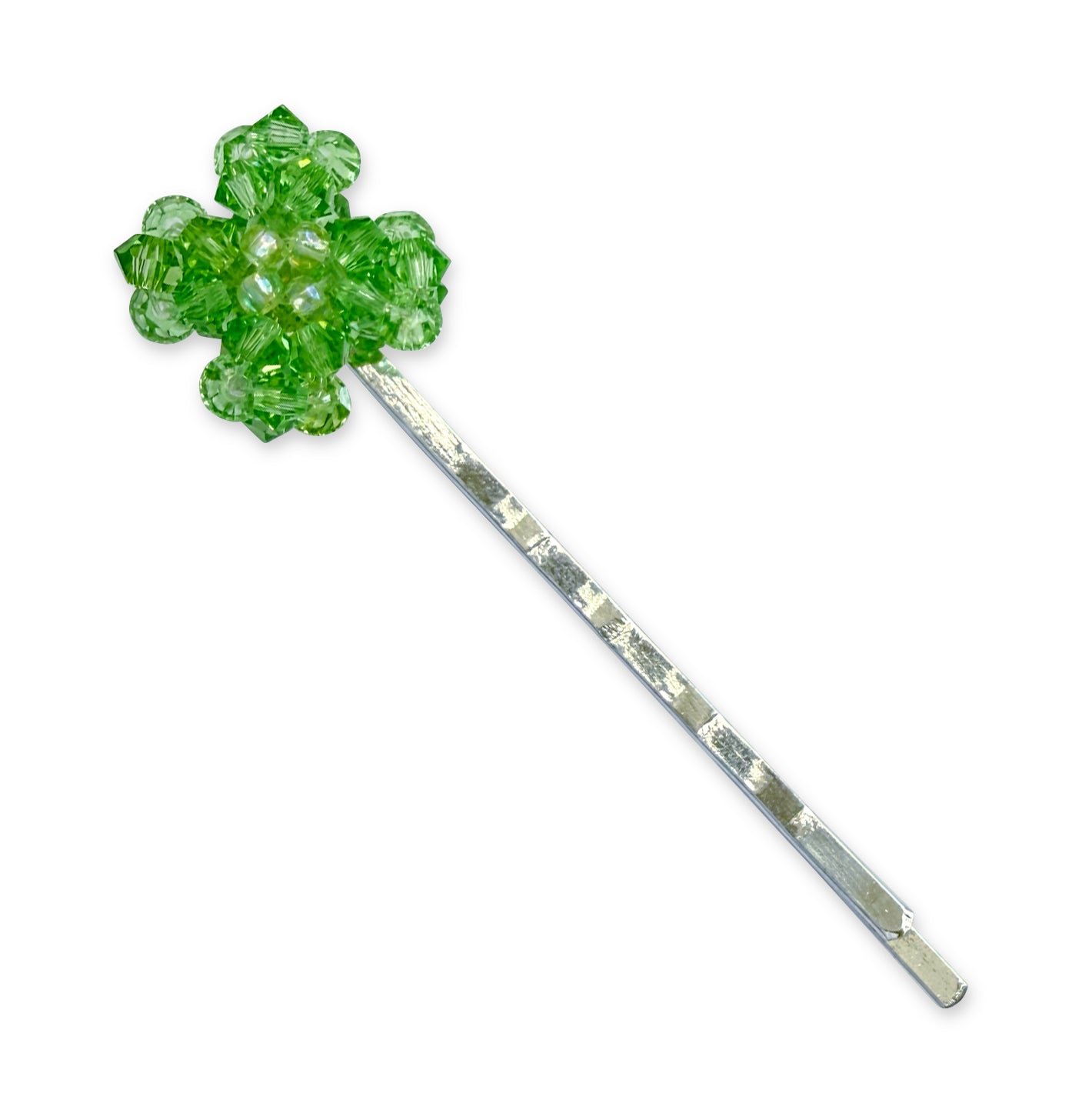 Green Clover Crystal Bobby Pin