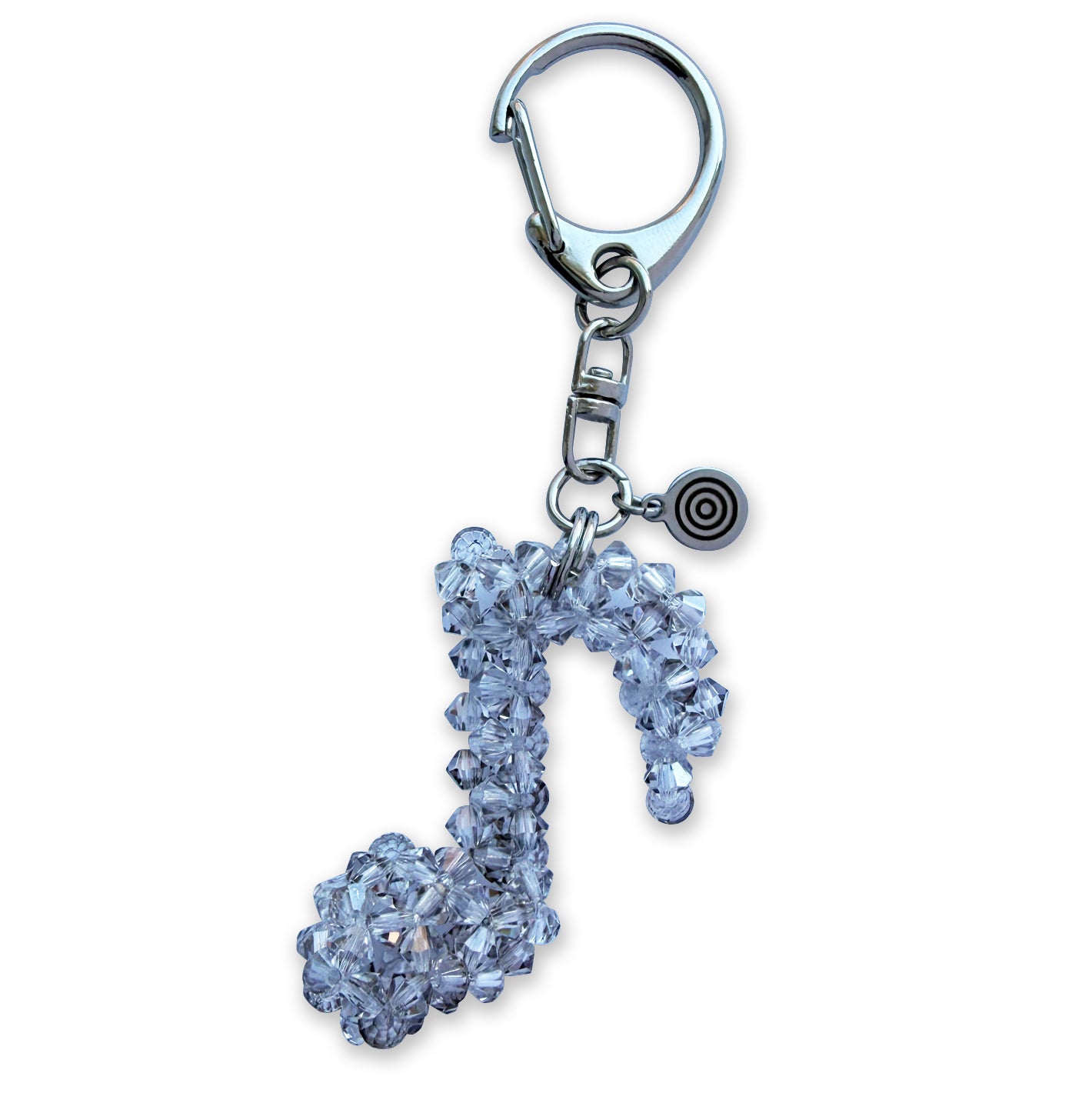 Pewter Music Note Crystal Keychain