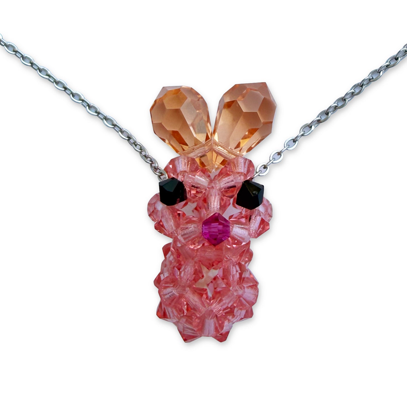 Pink Bunny Crystal Necklace