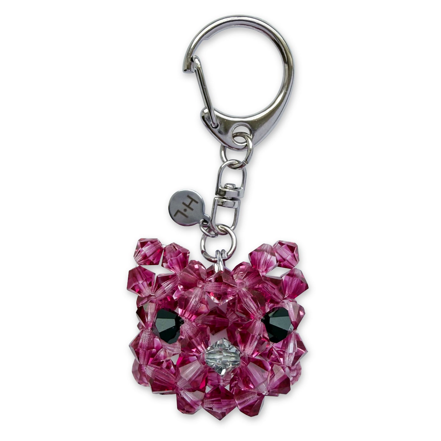 Pink Cat Crystal Keychain
