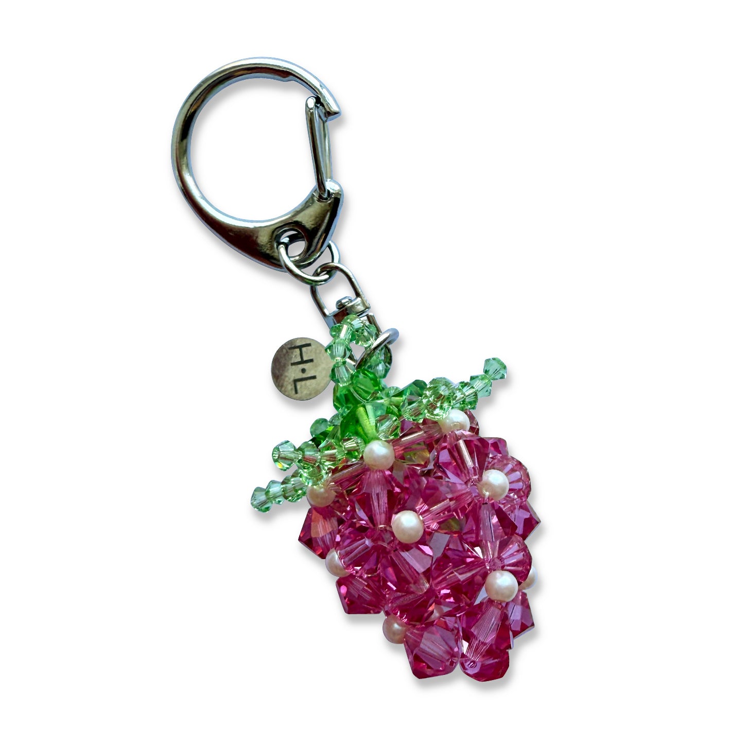 Pink Pearl Strawberry Crystal Keychain