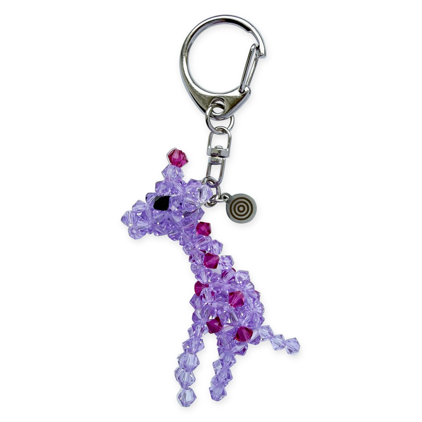 Purple Giraffe Crystal Keychain