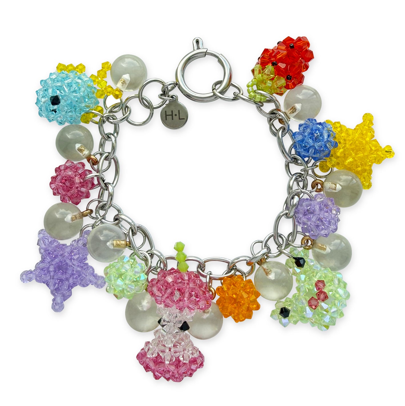 Crystal Candy Rainbow Charm Bracelet